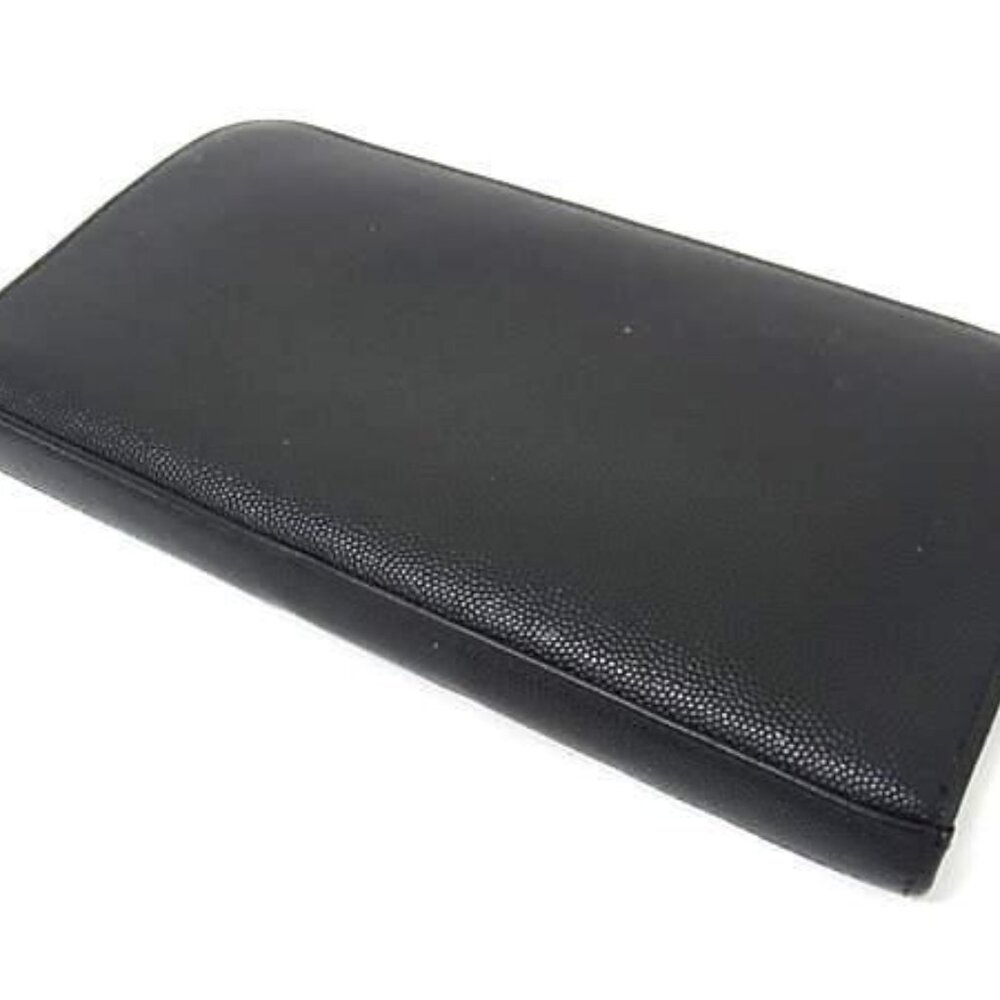 Saint Laurent Wallet Black Leather Round Zipper Long Wallet - Picture 2 of 6